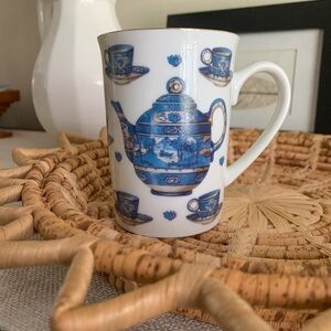 Vintage Otagiri Blue Teapot and Teacup Mug Taiwan